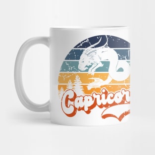 Capricorn Zodiac Sign - Distressed Retro Sunset Mug